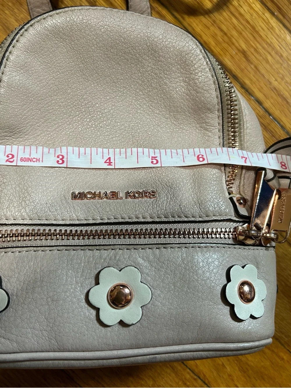 Michael Kors Light Pink Floral Mini Backpack Purse with Detachable Straps